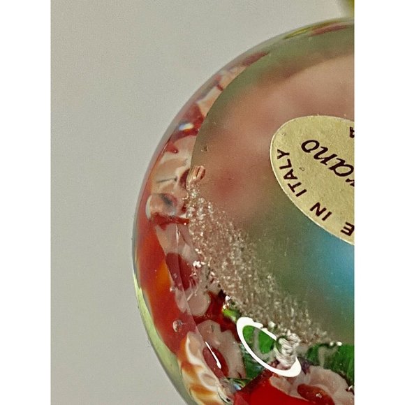 Murano Italy Art Glass Millefiori Paperweight Blue Red Green Flowers 2” AsIs - Picture 5 of 8
